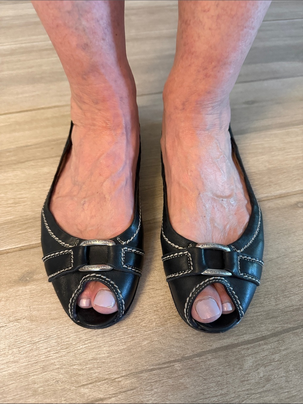 Attilio Giusti Leombruni Leather Peep-Toe Women’s Flats